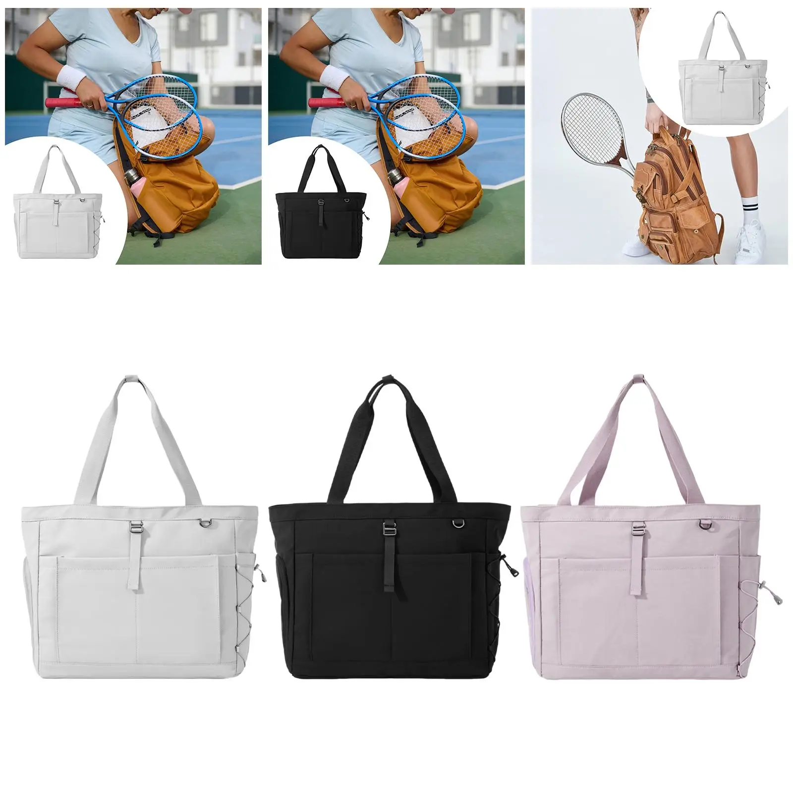 

Tennis Racket Tote with Shoe Compartment Portable Waterproof Organizer Spacious for Books Badminton Racquet Sports Sweatshirt
