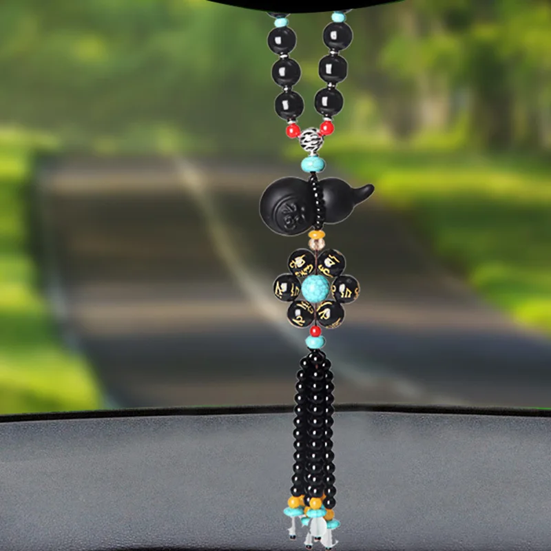 Automobile Hanging Ornament Double-Sided Gourd for Car Pendant Rearview Mirror Hangings Guanyin Car Interior Decoration Pendant