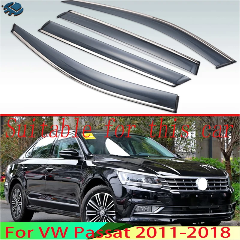 For VW Passat 2011-2018 Plastic Exterior Visor Vent Shades Window Sun Rain Guard Deflector 4pcs 2012 2013 2014 2015 2016 2017