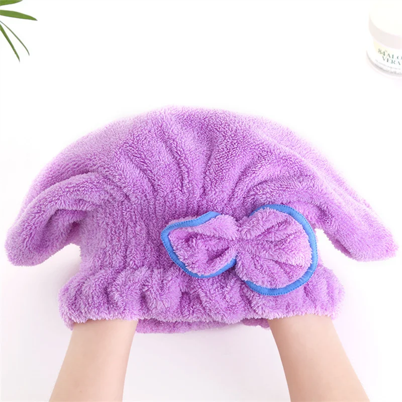 Microfibre Quick Hair Drying Bath Towel Spa Bowknot Wrap Towel Cap Bathroom Accessories Bonnets For Women Designer Shower Cap