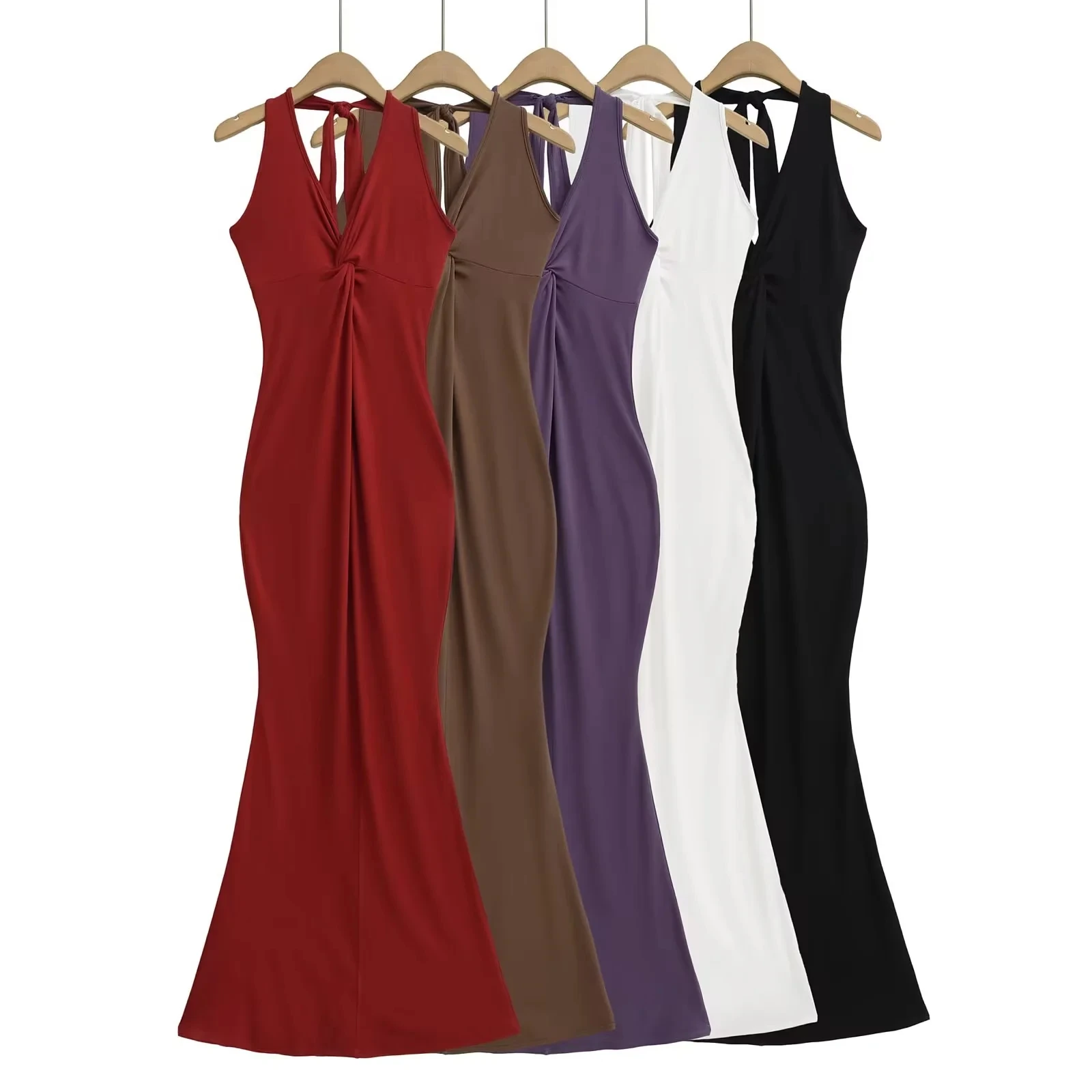 

Sexy Pure Desire Bal Knot Tail Dr Women's Slimming Hot Girl Wrap around Long Skirt V Ne Svel Spring Summer