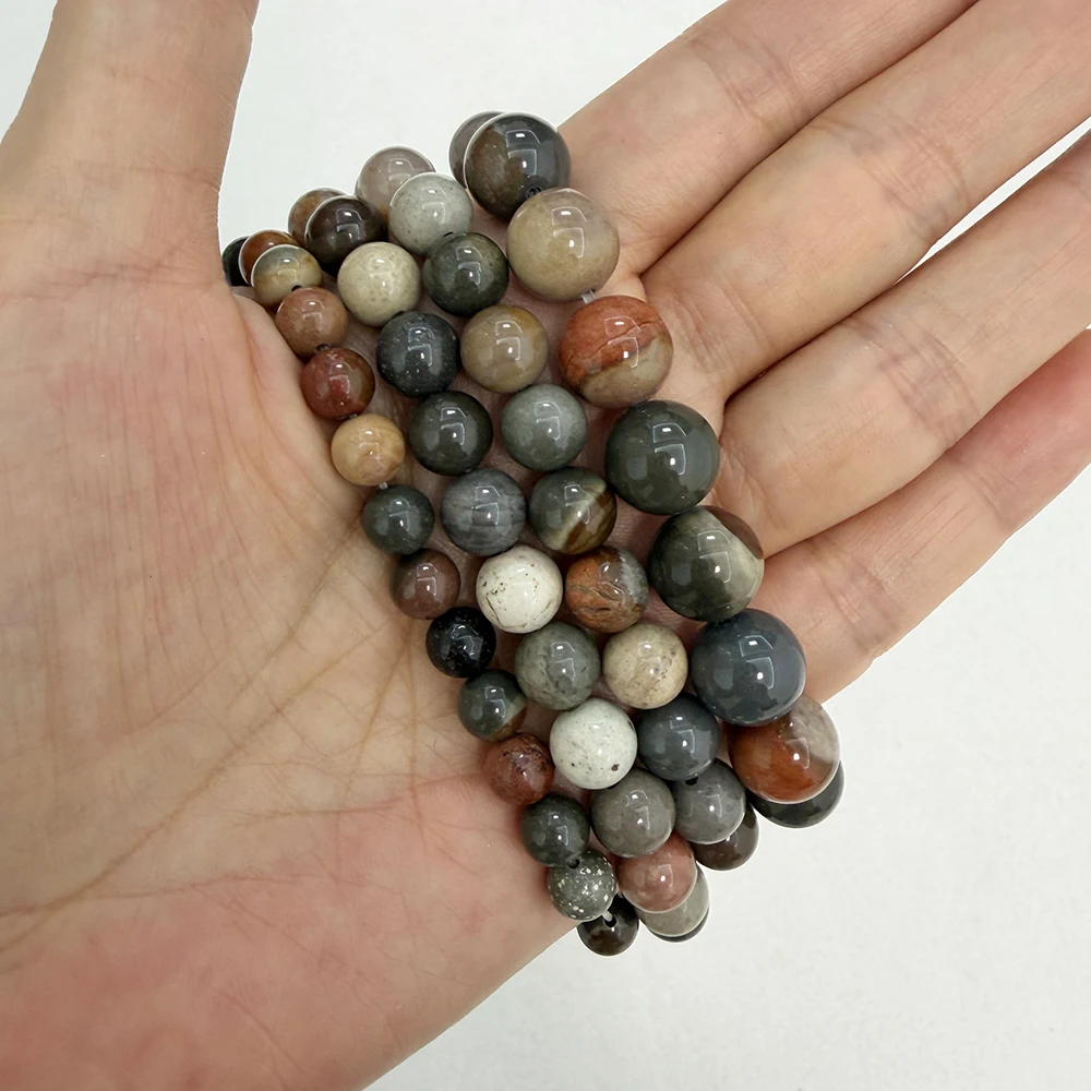 Natural Stone America Ocean Jasper Round Beads 15
