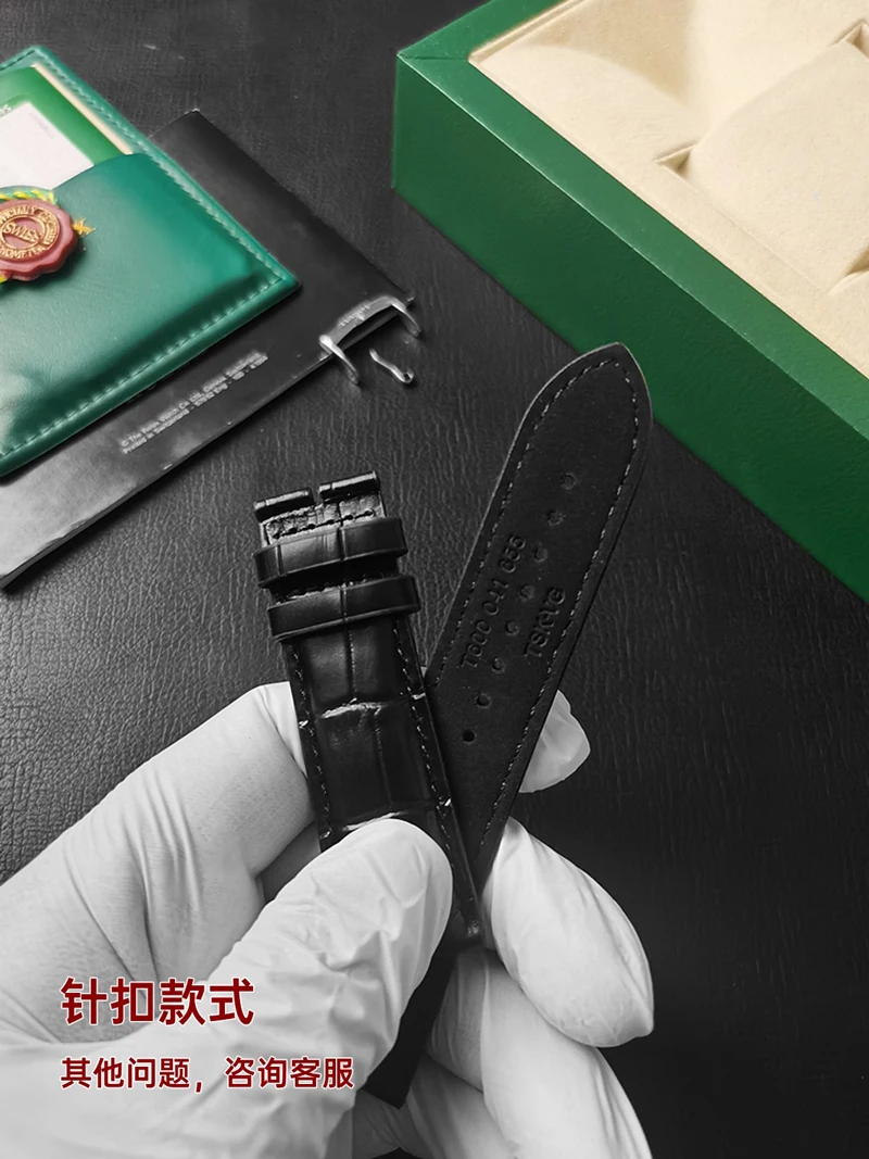 FUYIJIA Male Custom T-iss-ot T116 Original Watchbands 22MM×20MM Handmade Cowhide Strap 316L Stainless Steel Pin Buckle Wristband