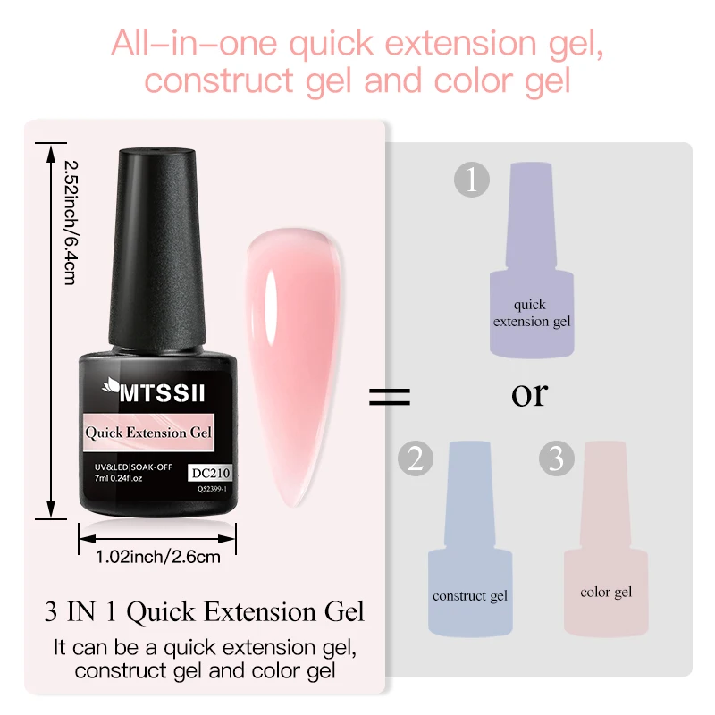 Mtssii 7ml Quick Extension Nail Gel Clear Pink White  Construct Hard Gel Semi Permanent UV LED Gel Quick Building Nail Art