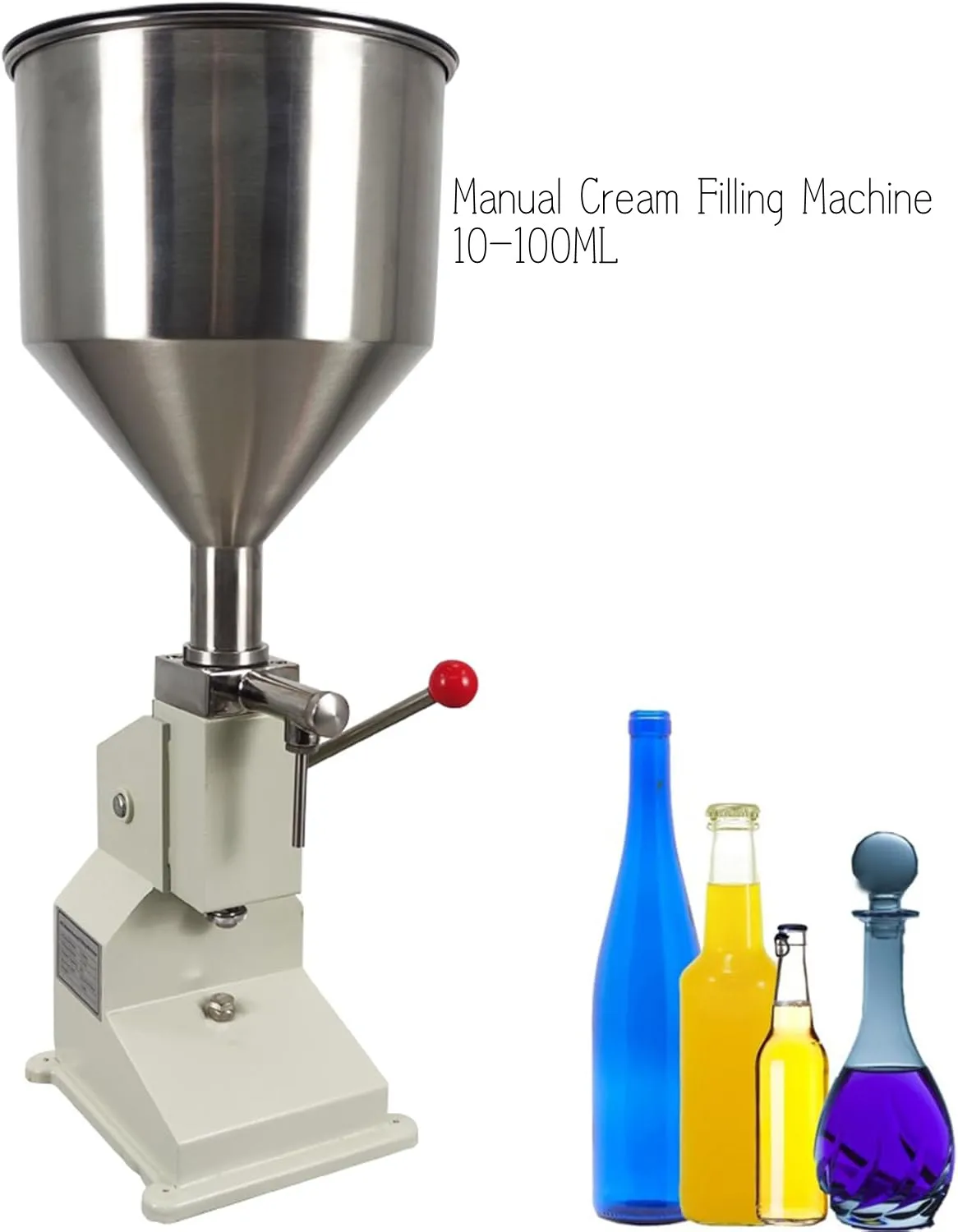 10-100ML Manual Paste Liquid Filling Machine High Precision Small Bottle Handle Operate Stainless Steel Body With 10L HopperA03