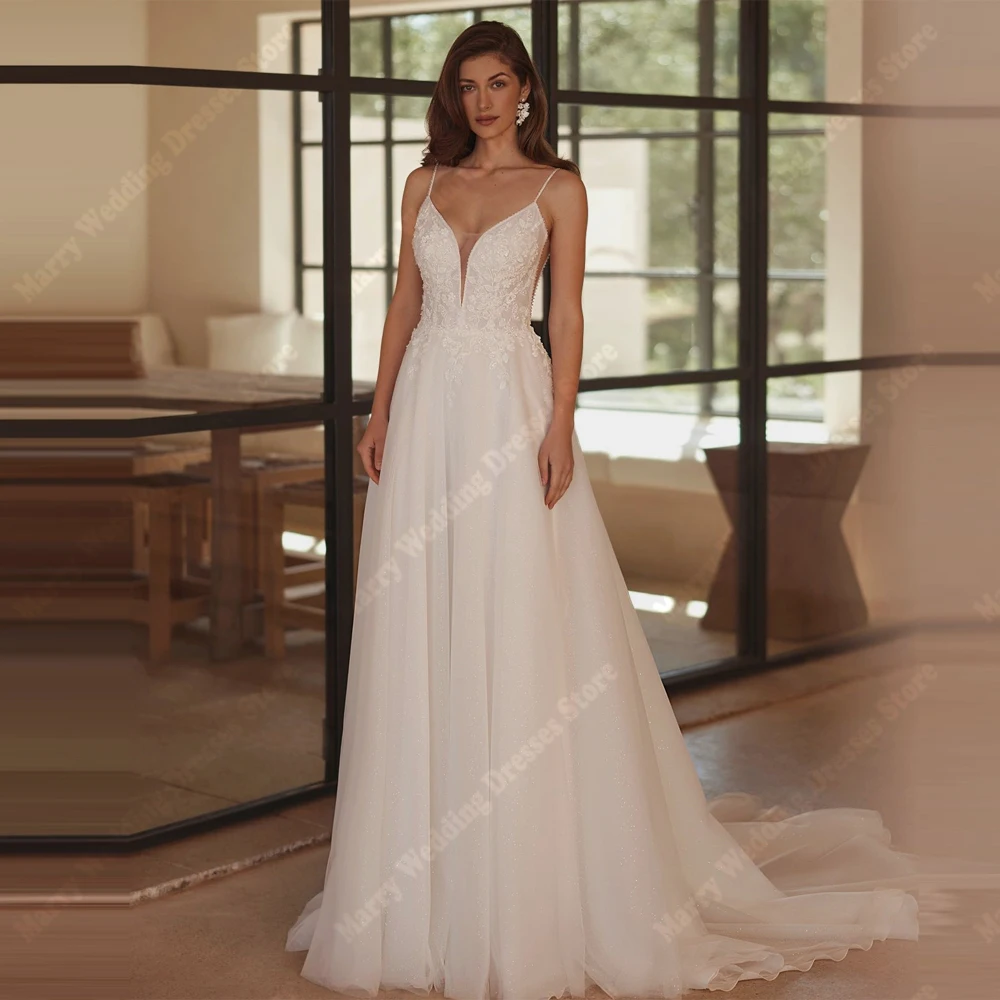 

Fascinating Women's Wedding Dresses Gorgeous A-Line Tulle Bridal Gowns Mopping Length Sleeveless Robes De Mariée 2025 Customized