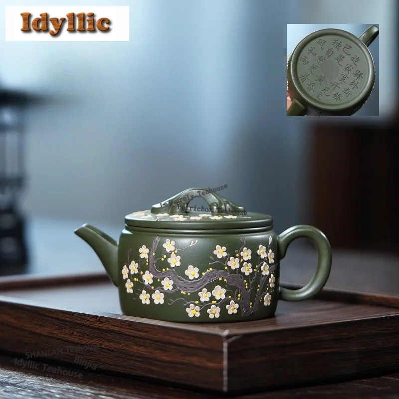 

260ml Vintage Yixing Purple Clay Teapots Master Handmade Large Caliber Pot Raw Ore Green Mud Kettle Zisha Tea Set Drinkware