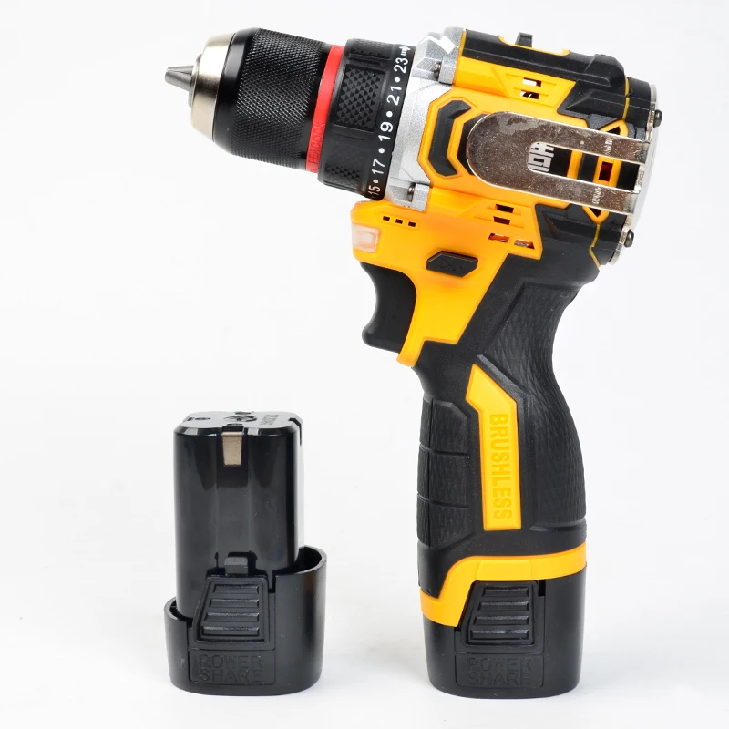 16.8V Brushless Power Drill Cordless, Electric Drill Set with 2 1500mAh Batteries, 2 Variable Speed, 23+1 Torque Setting