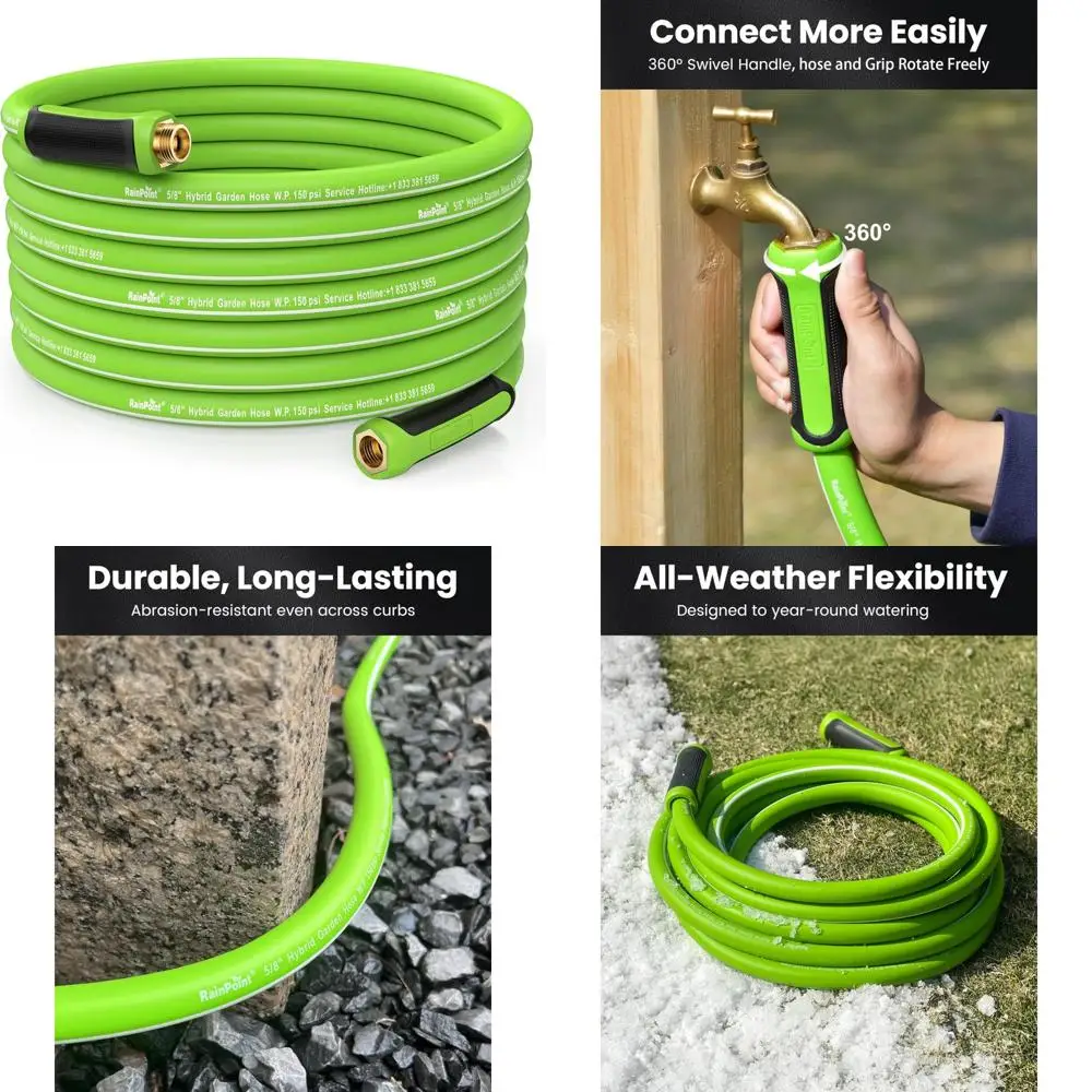 

Садовый шланг RAINPOINT 75 футов — гибкий сверхмощный водяной шланг с поворотной ручкой — легкий, гибридная резина, 5/8, между мужчинами и женщинами