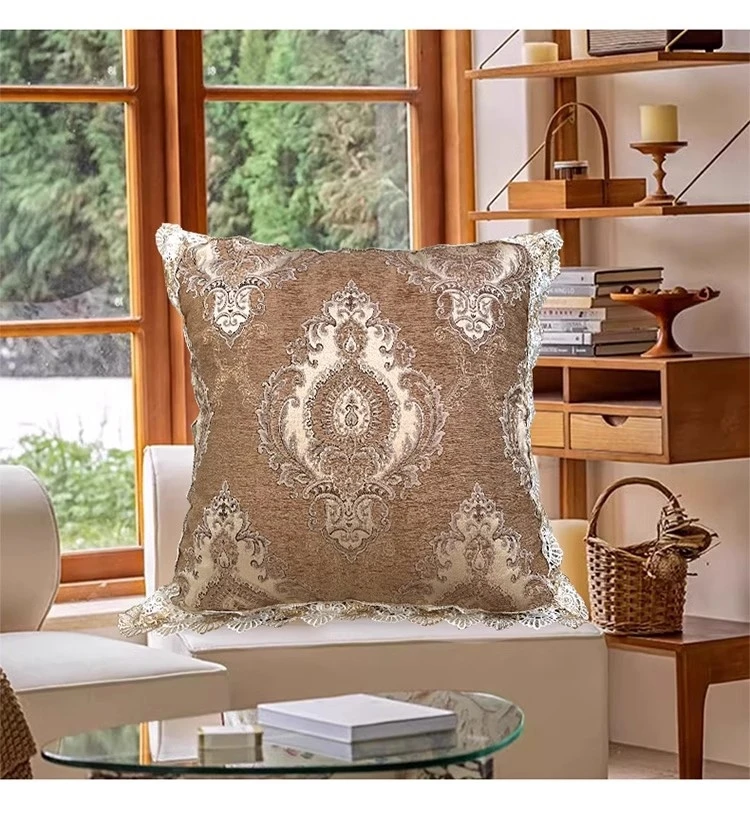 vintage American style paisley pattern jacquard cushion cover chenile  lace throw pillow case sofa decor