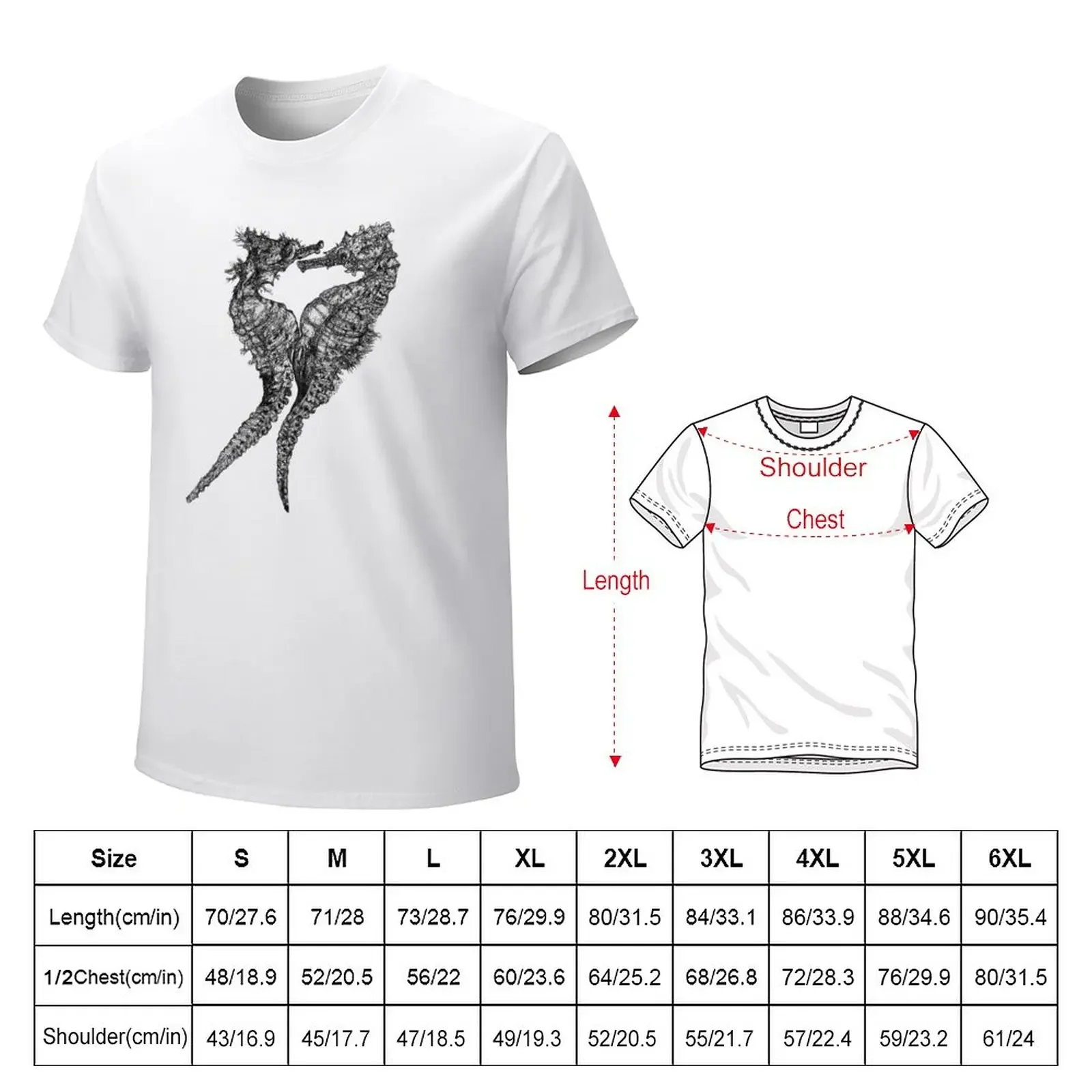 Chris and Gladis - Seahorses in love T-Shirt cute tops vintage clothes oversized t shirts for men