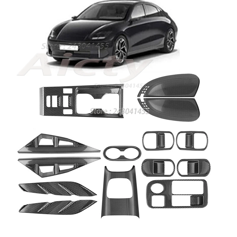 Für Hyundai IONIQ 6 IONIQ 6 2022 2023 2024 ABS Carbon Außenbahn Auto Zentrale Getriebe Shift Fenster Schalter Air Vent Abdeckung Zubehör