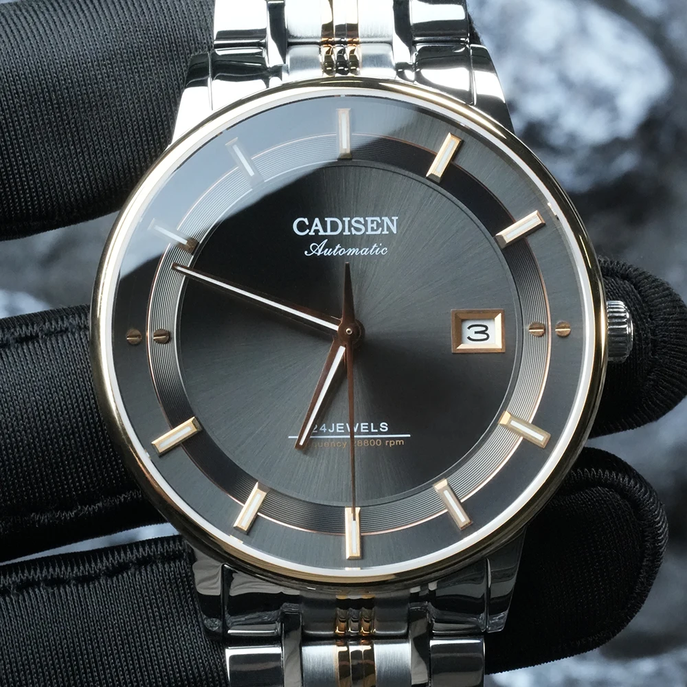 CADISEN Mechanical Wristwatches MIYOTA 9015 Movement Automatic Ultra-thin Watch Sapphire Waterproof Rose Gold Business Watches