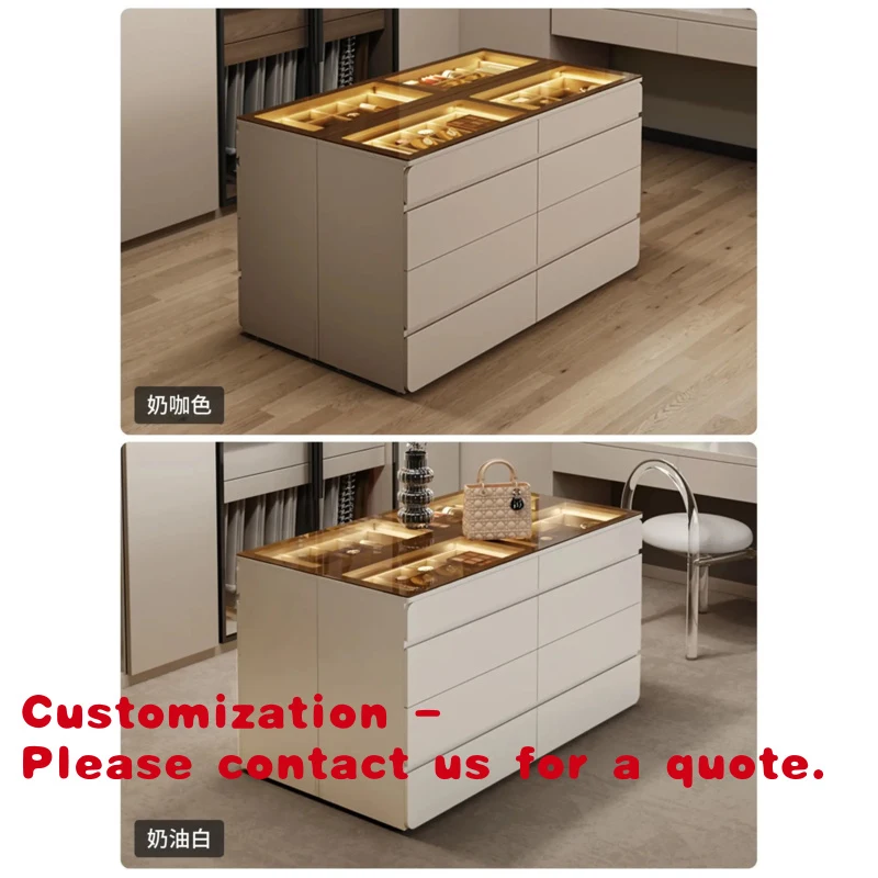 custom.OUGOO Modern Light Aluminum Eco-Friendly Durable Dressing Table LED Mirror Large Storage Drawers Makeup Vanity Livin