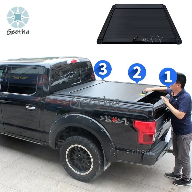 For Pickup Bed Cover Retractable Aluminum Alloy Hard Tonneau Cover F150 for Gmc Sierra Ford Ranger 2023