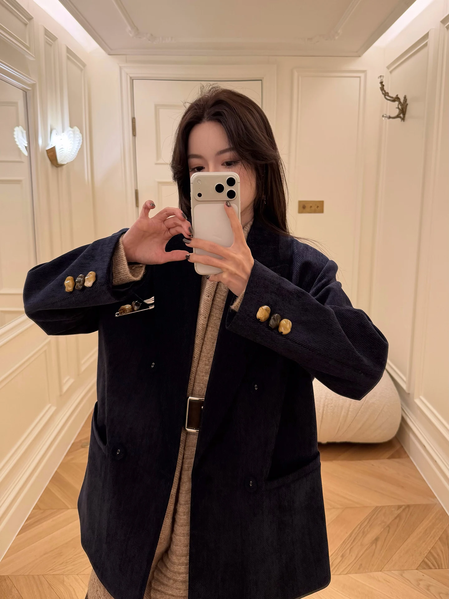 

Smol Briti Holiday Retro Wide oulder Color Blo Button Pin Suit Jaet Design Sensation Women's Busin Casual Coat