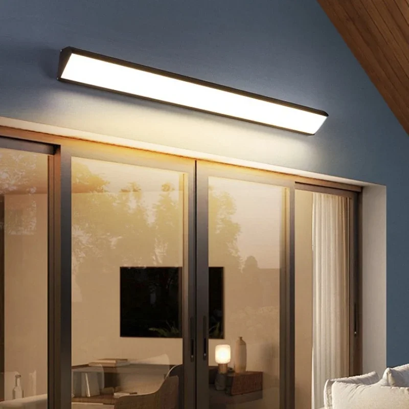 Applique Murale LED Imperméable à Longue Bande, Luminaire Décoratif d'Extérieur, Minimaliste, Idéal pour un Jardin, une Villa, une Véranda ou une Cour