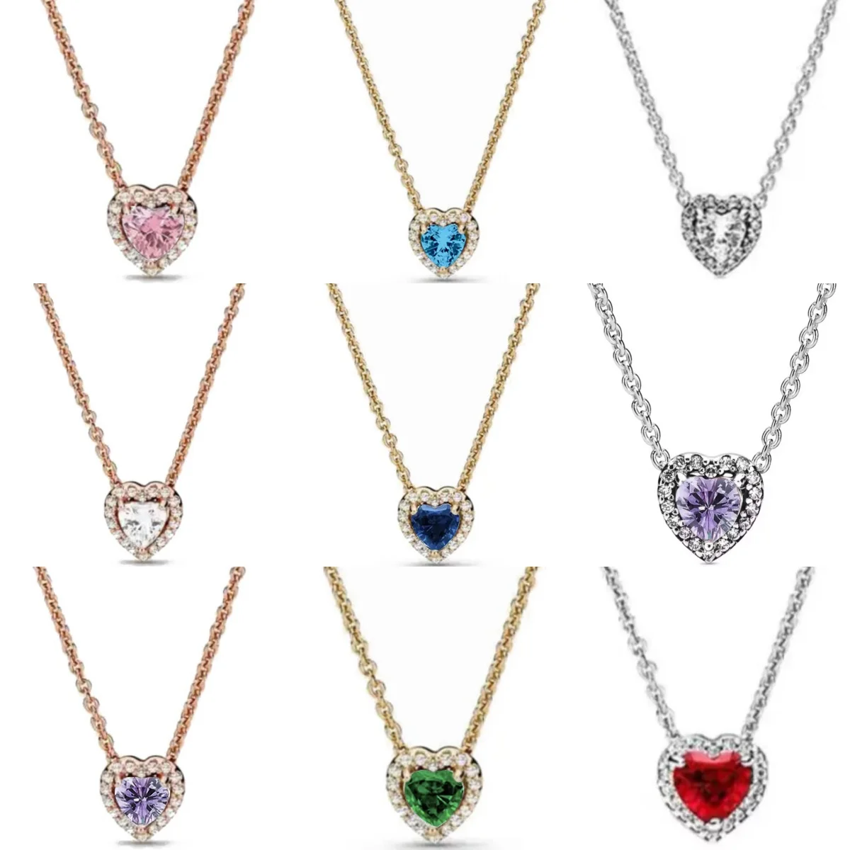 

2026 New Heart-Shaped 925 Sterling Silver Elevated Red&Pink&Blue&White Heart Necklace Fit Lover's Holiday Gift Jewelry