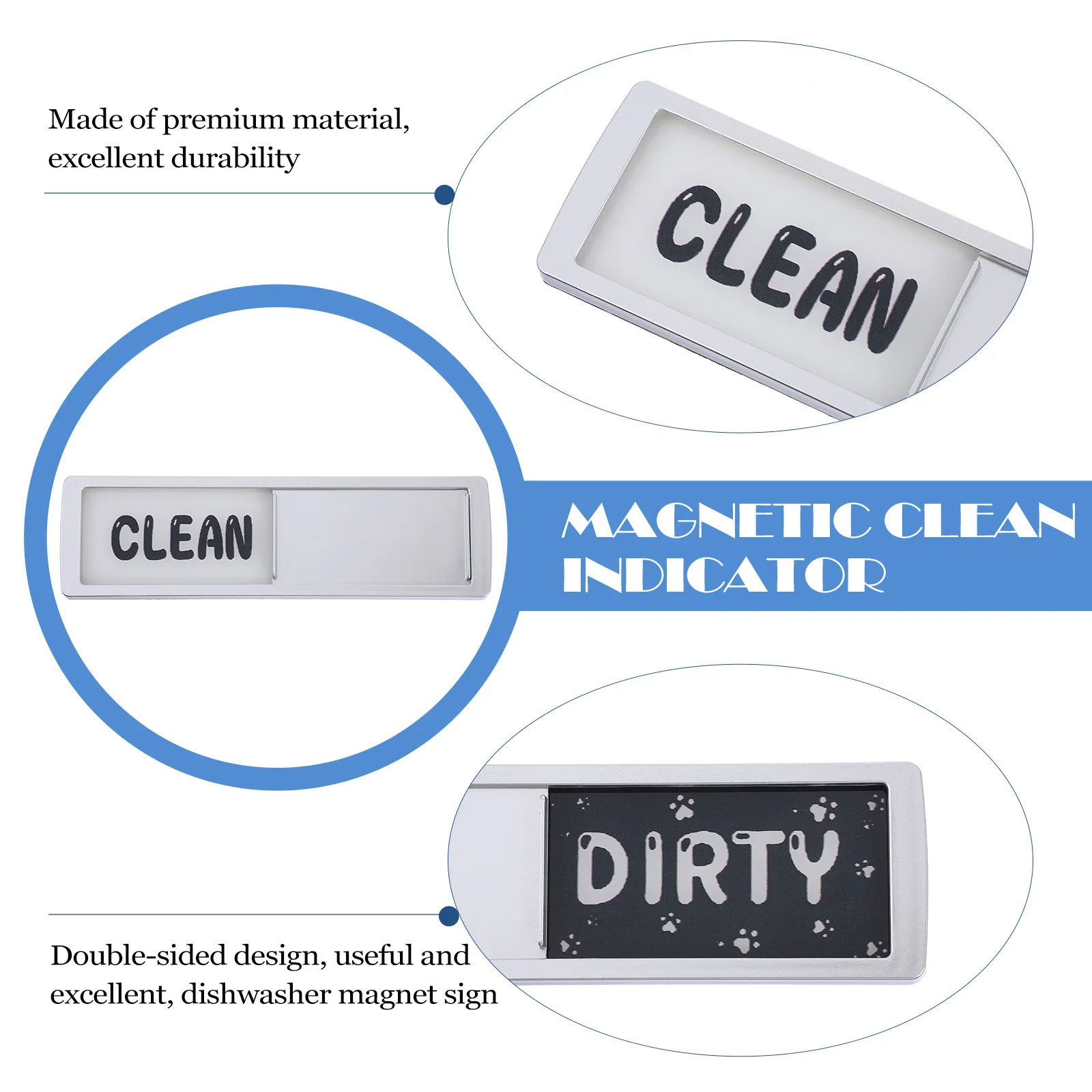 

1pc Magnetic Clean Indicator For Dishwasher Washing Machine Double Sided Fridge Sign Laundry Room Organizer Easy Flip