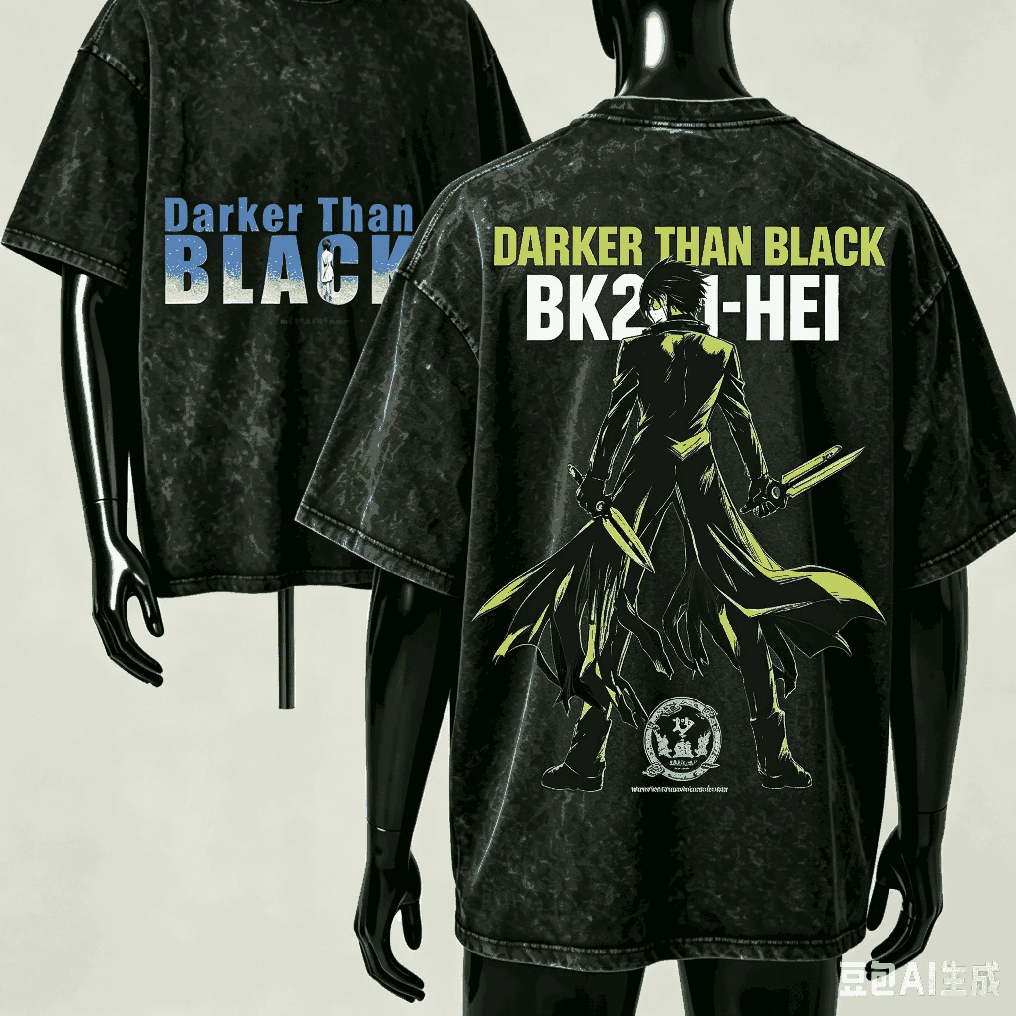 Darker than Black Washed T-shirt Anime Lover Harajuku New Model Oversized Vintage Loose Streetwear Classic Unisex Couples soft