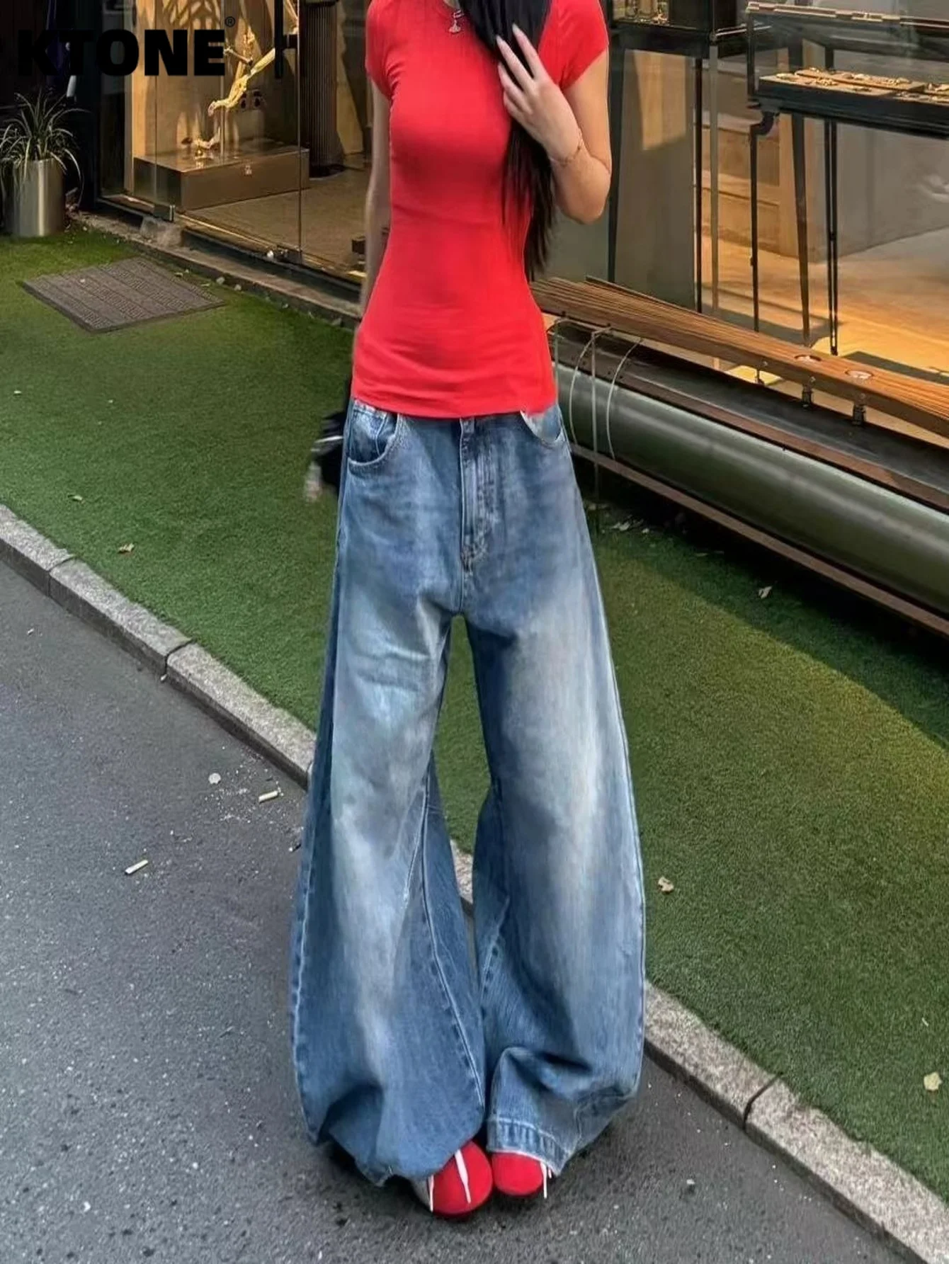 

Men's Loose Blue Jeans Pants Unisex Y2k Original Drip Trend Daily Wear No accessories or belts included