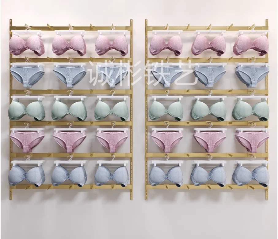 

Adjustable shelf display rack for lingerie store, bra underwear sock rack, wall mounted movable lingerie display rack