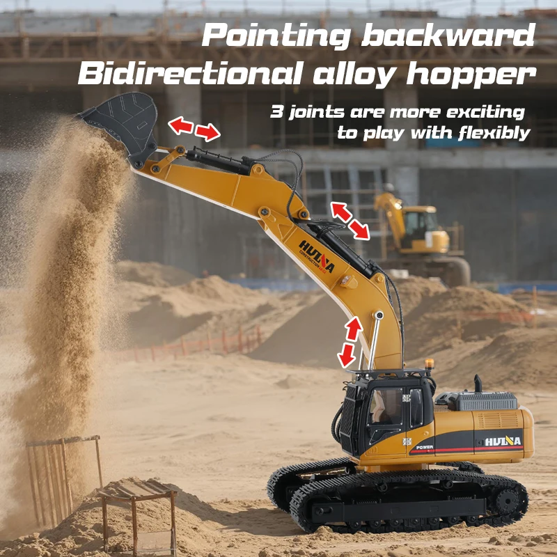 HUINA 1/14 1580 RC Excavator 32 Channels Alloy Plastic 2.4G Remote Control Tractor Engineering Vehicle Model Toy Boy Gift