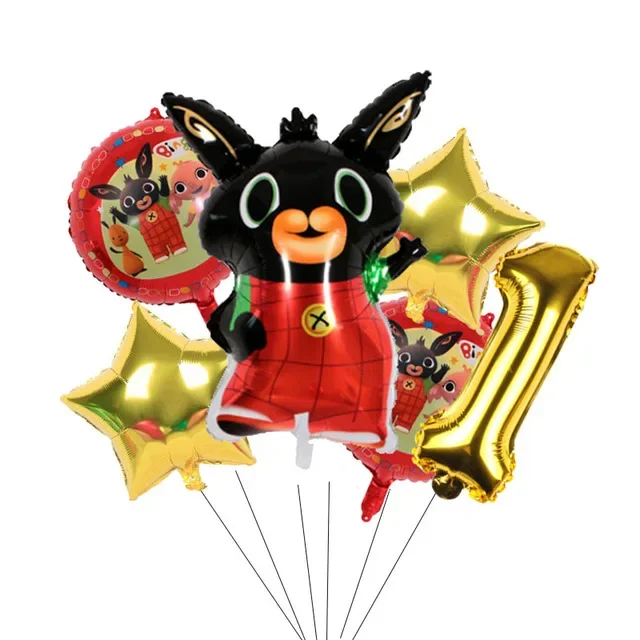 Cartoon Rabbit Birthday Number Balloons for Bings Red Rabbit 1 2 3th Foil Balloon Set Baby Shower Birthday Party Decoration