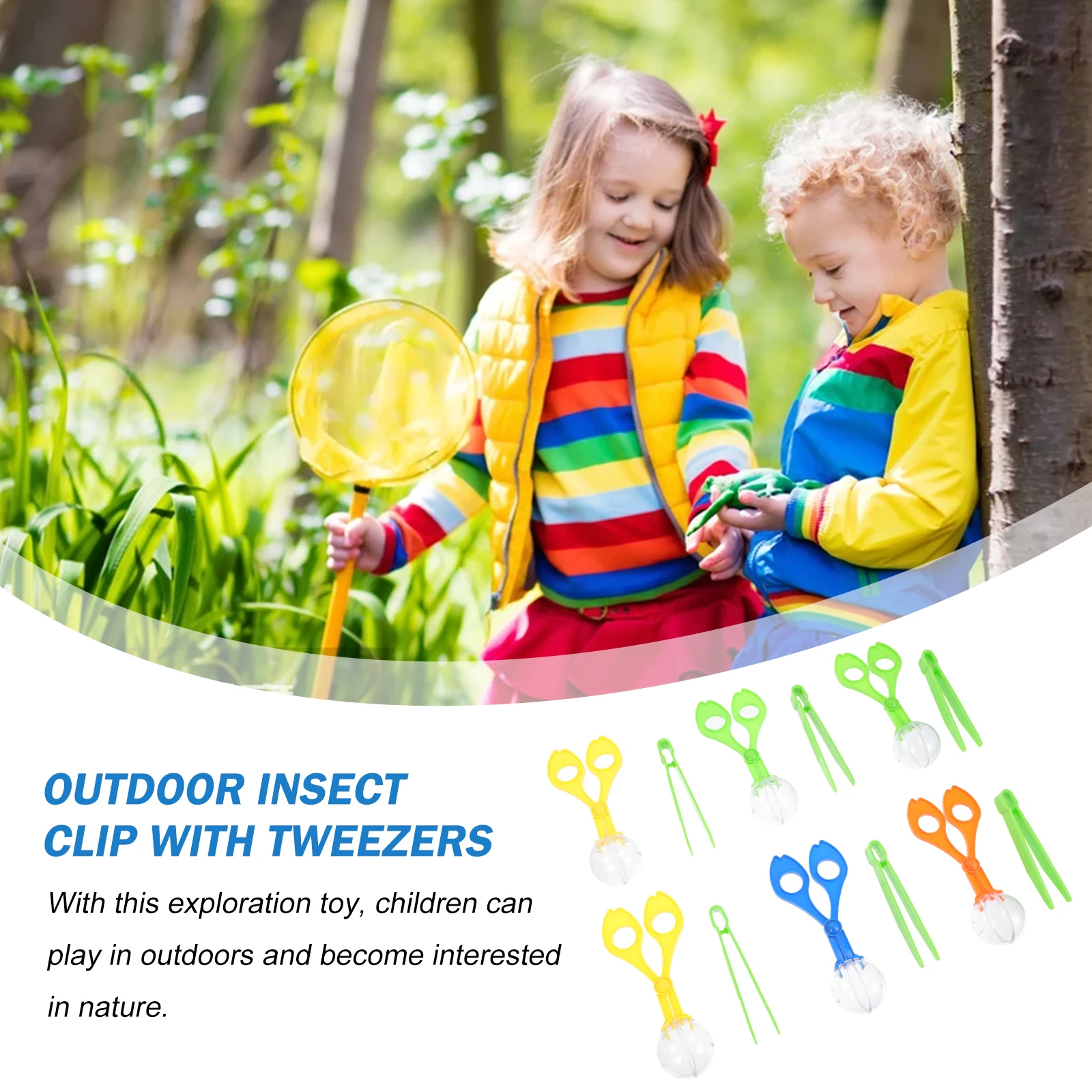 

6 set Insect Clamp Outdoor Insect Catching Kit Forceps Kids Scissors Educational Toy Safe Plastic Quality