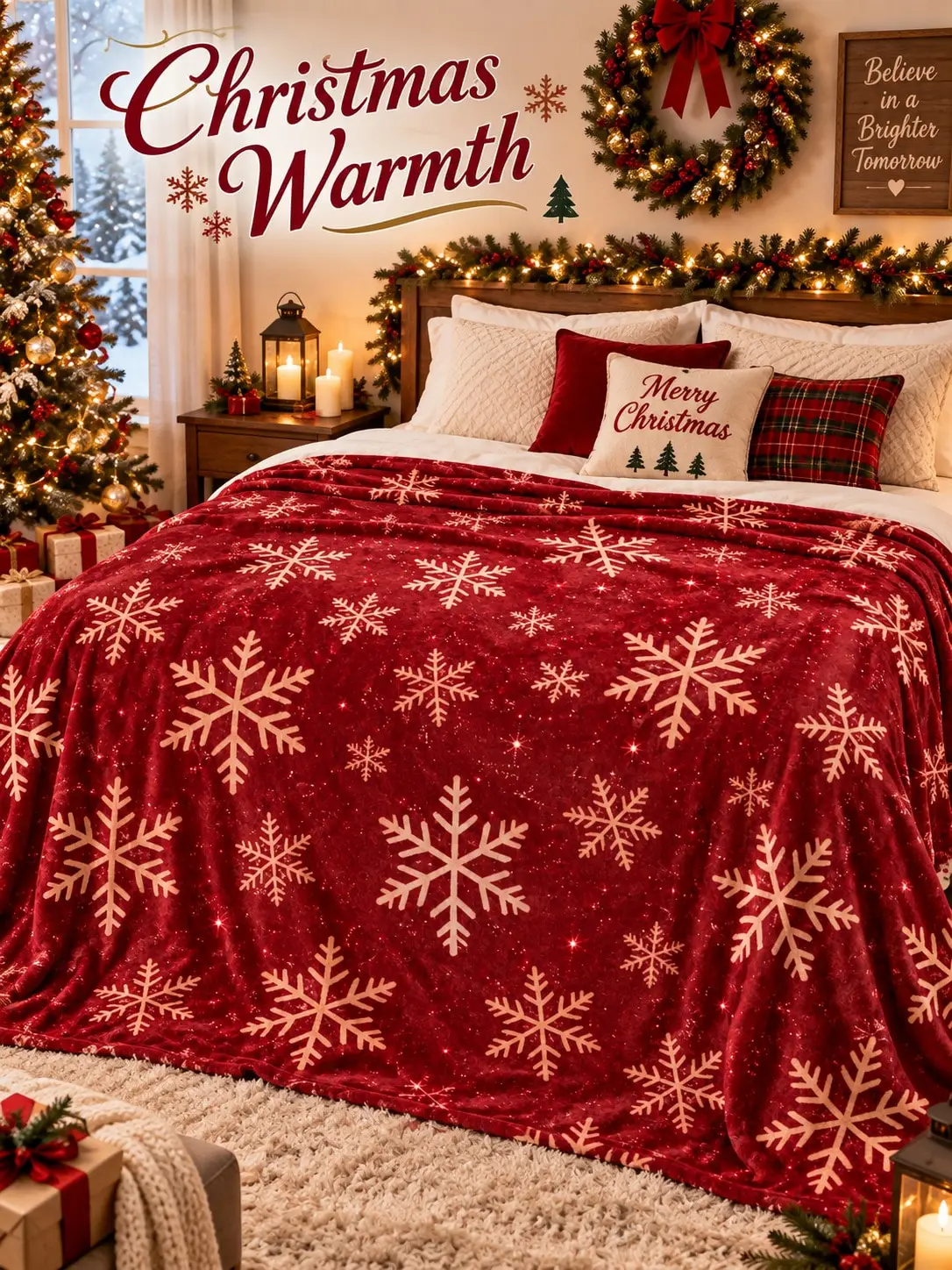 Winter Flannel Blankets & Throws Snowflake Snowfall Star Sky Motif Sofa Couch Bed Nap Blanket Living Room Bedroom Dorm Office Reading Travel Camping Picnic Cabin RV Home Decor Family Friends Holiday Gift Housewarming Birthday Anniversary Present