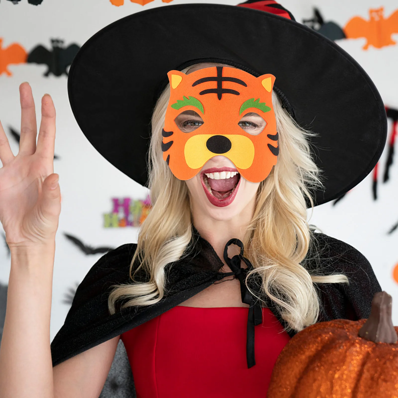 Maschera da tigre Mezza faccia Costume da animale Accessorio per feste per bambini Halloween Dress Up Gioco di ruolo Evento Vestibilità comoda e regolabile