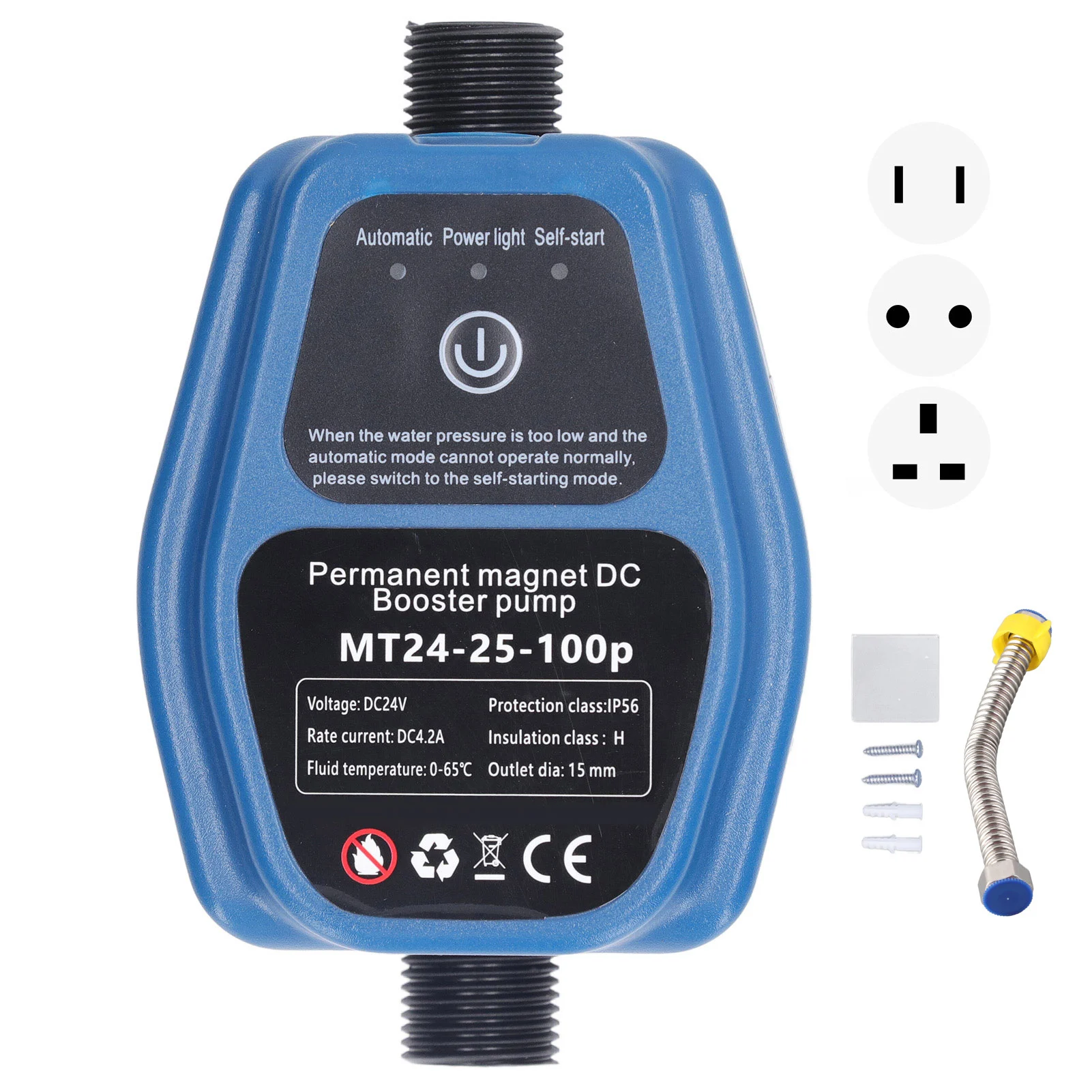Bomba de água, bomba de reforço de pressão de água 100W 24V 25L IP56 Bomba de reforço de chuveiro automática com detecção inteligente