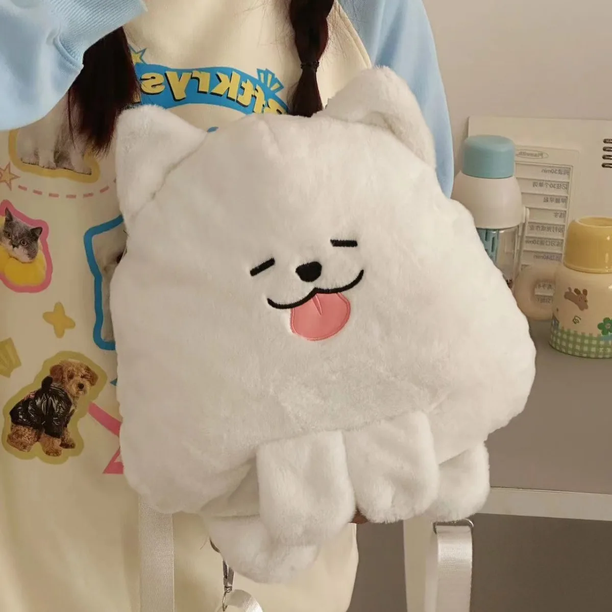 Cute Cartoon Plush Cream Samoyed Doll Backpack Crossover Cartoon Doll Bag