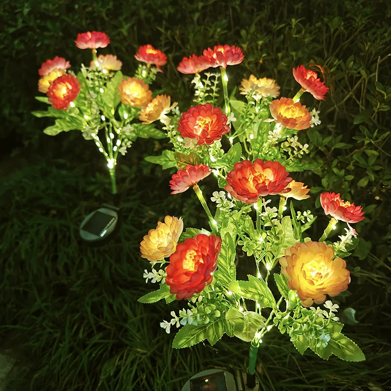 7 Heads Solar Snow Lotus Flower Lights, Artificial Flower Lamps - Waterproof LED Decor for Patio Lawn Yard Pathway Lighting