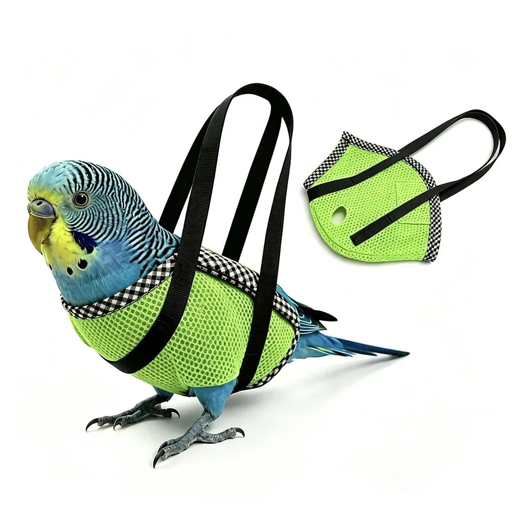 Breathable Mesh Parrot Hand Carrier Bag Windproof Portable Bird Vest Travel Bag Comfortable Soft Fabric Bird Outing Backpack