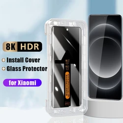 3D Curved Anti Spy Privacy Glass For Xiaomi 14 Ultra 13 10 11 12s Pro Screen Protector Redmi Note 13 pro plus with tools cover