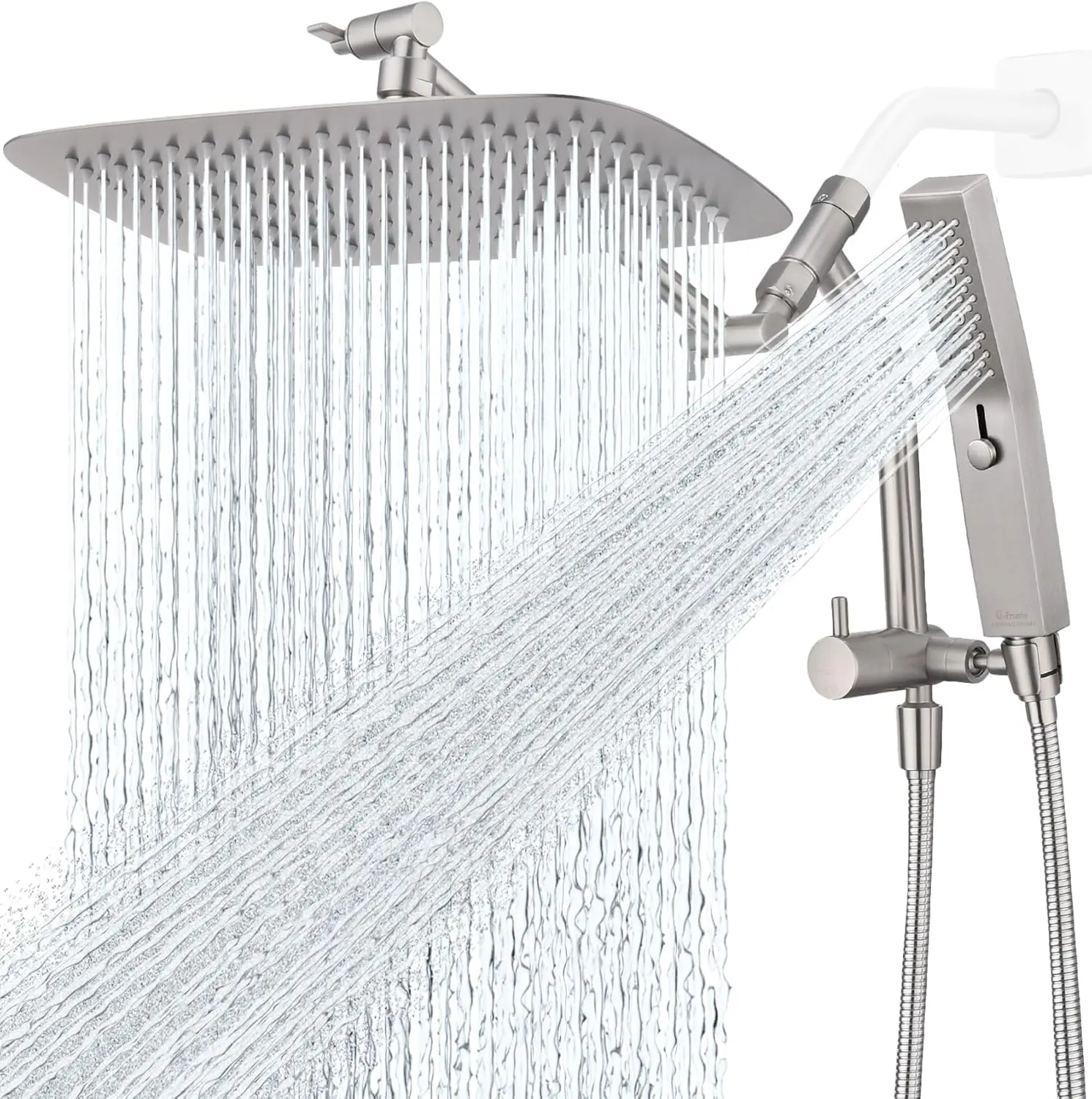 All Metal 12 Inch Shower Head with Massage Mode Handheld, Rain Shower Head with Handheld Spray Combo, 3-Way Diverter