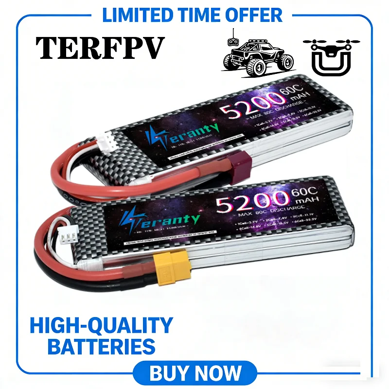 

Аккумулятор TERANTY 2S Lipo 60C 7.4V 5200 мАч для радиоуправляемых гоночных внедорожных машин HyperGo 10303/10304 1/10, для дрифта
