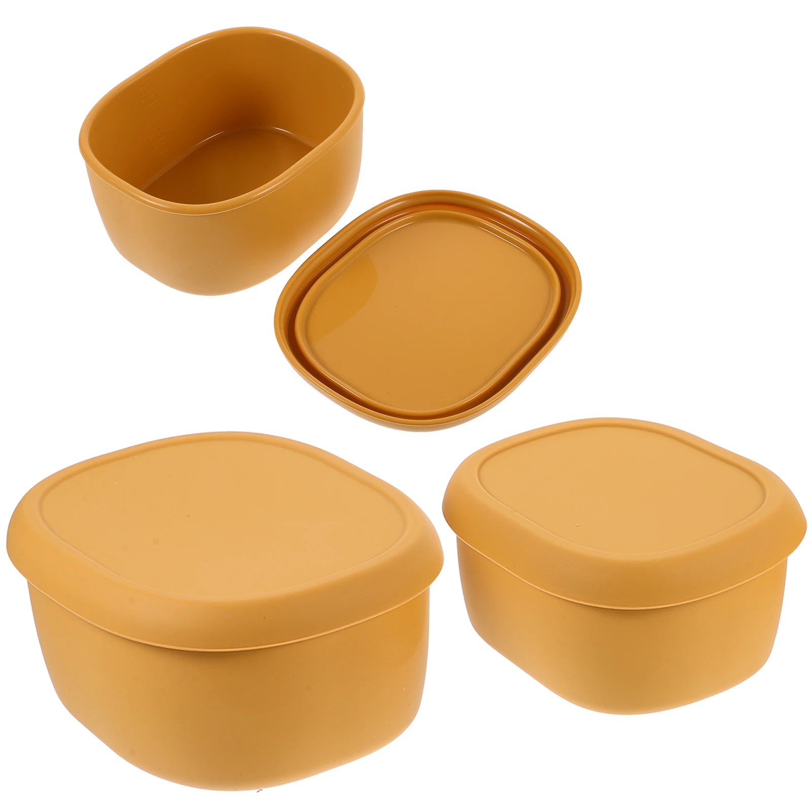 

Silicone Food Box Yellow 200ml 300ml 600ml Reusable Microwaveable Portable Meal Container Students Camping Picnic
