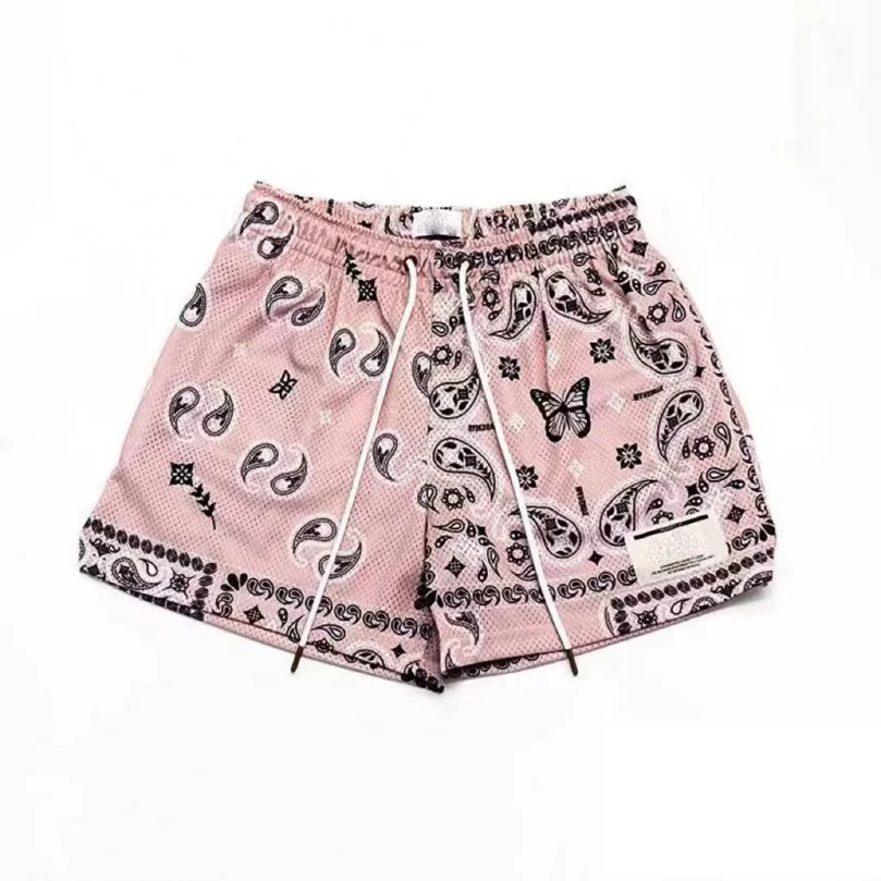 Shorts de Paisley masculinos, secagem rápida, bandana streetwear, shorts de praia grandes, moda verão, 2024