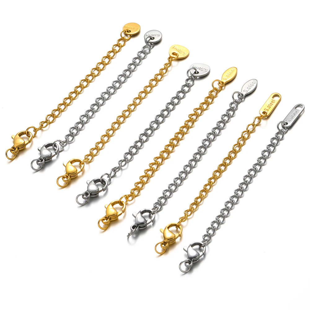 10 Stück Edelstahl-Karabinerverschlüsse 5cm Verlängerungsketten für DIY-Schmuckherstellung Armbänder Halsketten Verbinder – Detail 6