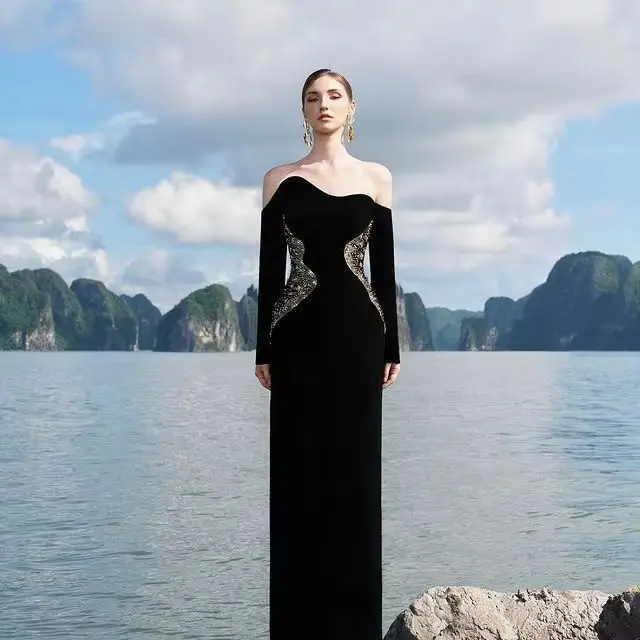 Beading Prom Dresses Sequins Off Shoulder Elegant Evening Dress Saudi Arabia Wedding Party Dress Formal Occasion customized 2025