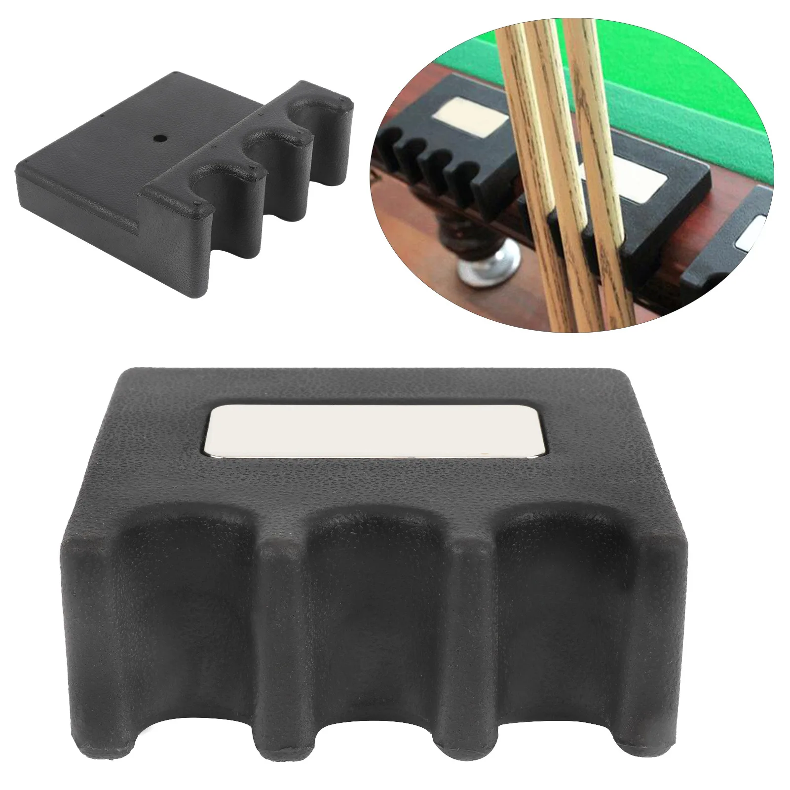 

Billiards Pool Cue Stick Holder Rest Support Bracket Accessory Black Can Hold 3 Cues