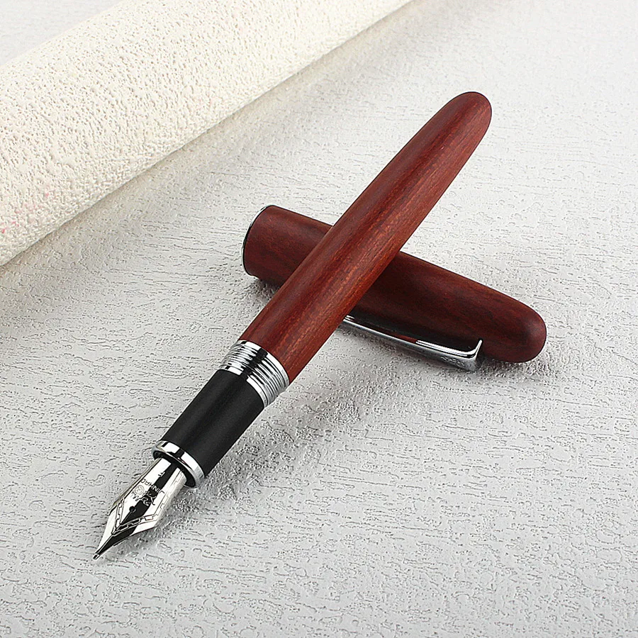 

JINHAO 9035 GIFT fountain pen NEW fashion Rosewood Walnut wood color silver Stationery Office school supplies Writing