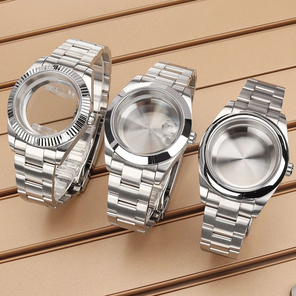36mm 39mm Polished/Brushed Watch Case NH35 Sapphire Crystal For NH35 NH36 4R Mingzhu DG2813 Miyota8205 8215 Movement NH35 Case