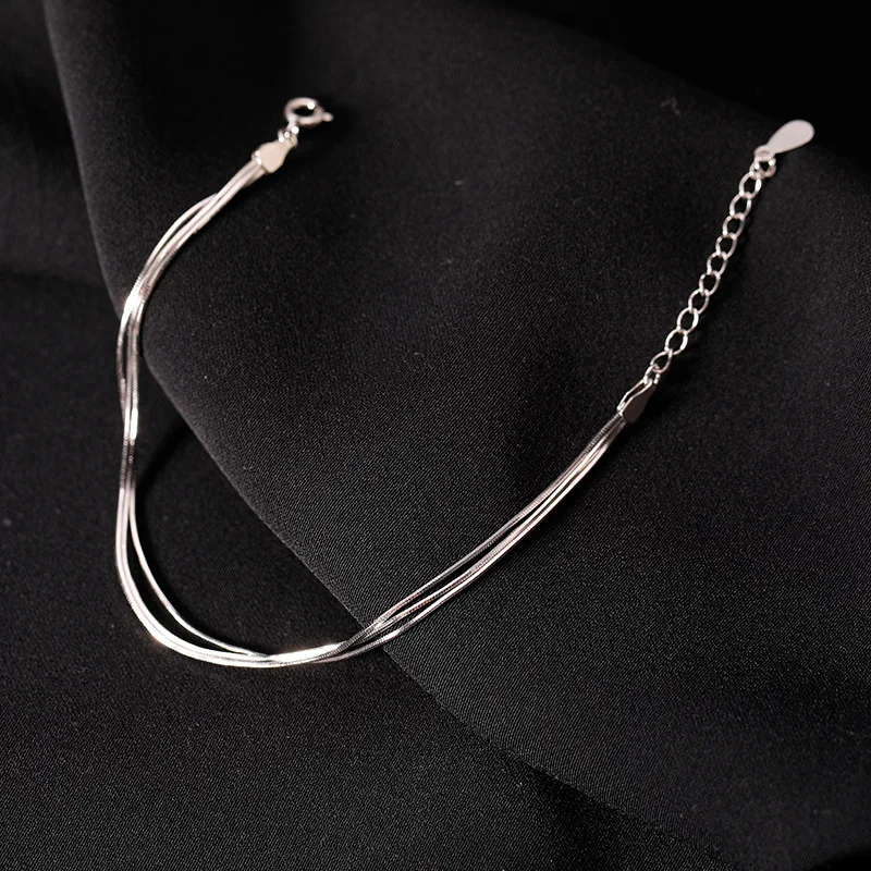 Nuovo braccialetto con lama in argento sterling 925 con ciondolo a tre strati, gioielli semplici, regalo per feste, accessori da donna di moda