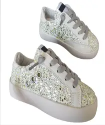 Baskets en cuir véritable pour enfants, chaussures de skate à paillettes, chaussures de sport décontractées, mode printemps et automne, garçons et filles, taille 21-37, nouveau