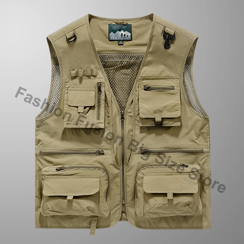 

Men's Work Vest 2025 Summer New Solid Colour Multi-pocket Casual Loose Outdoor Fishing Photography Coat Men's Sleeveless Jacket