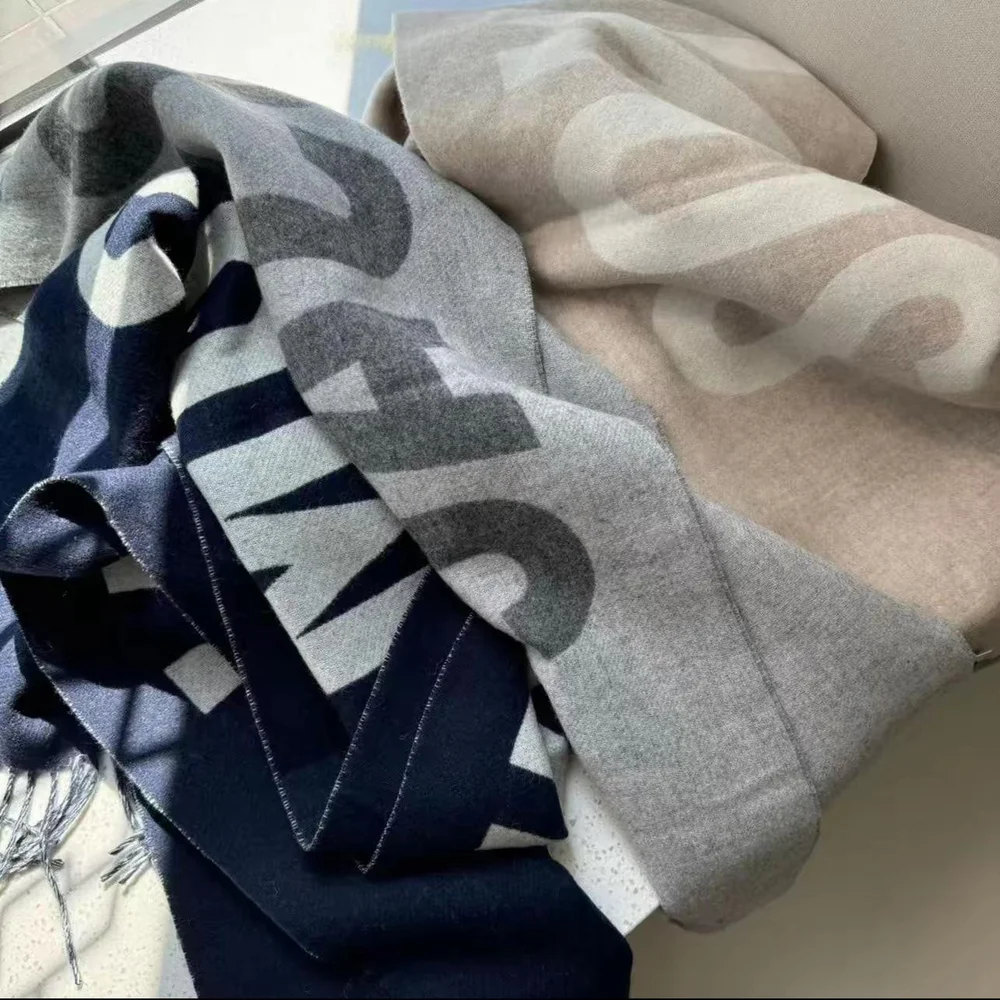 

Windproof scarf winter warm cashmere shawl, cashmere scarf, thick and warm with letter design high-quality and fashionable st