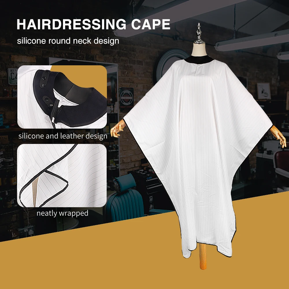 Barber Cape Adjustable Silicone Collar Cape Professional Hair Cutting Cape Waterproof Cloth Gown Hairdresser Hairdressing Apron